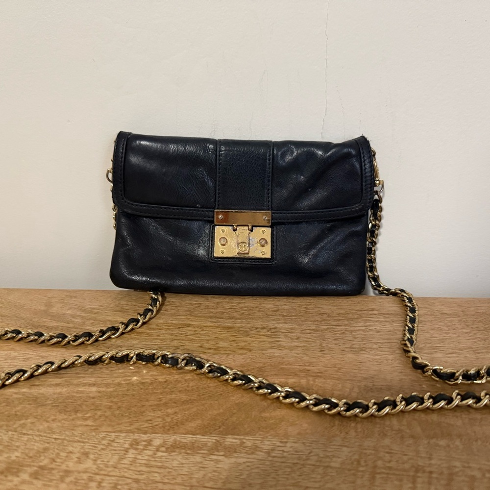 Tory Burch Black Leather Chain Shoulder Bag